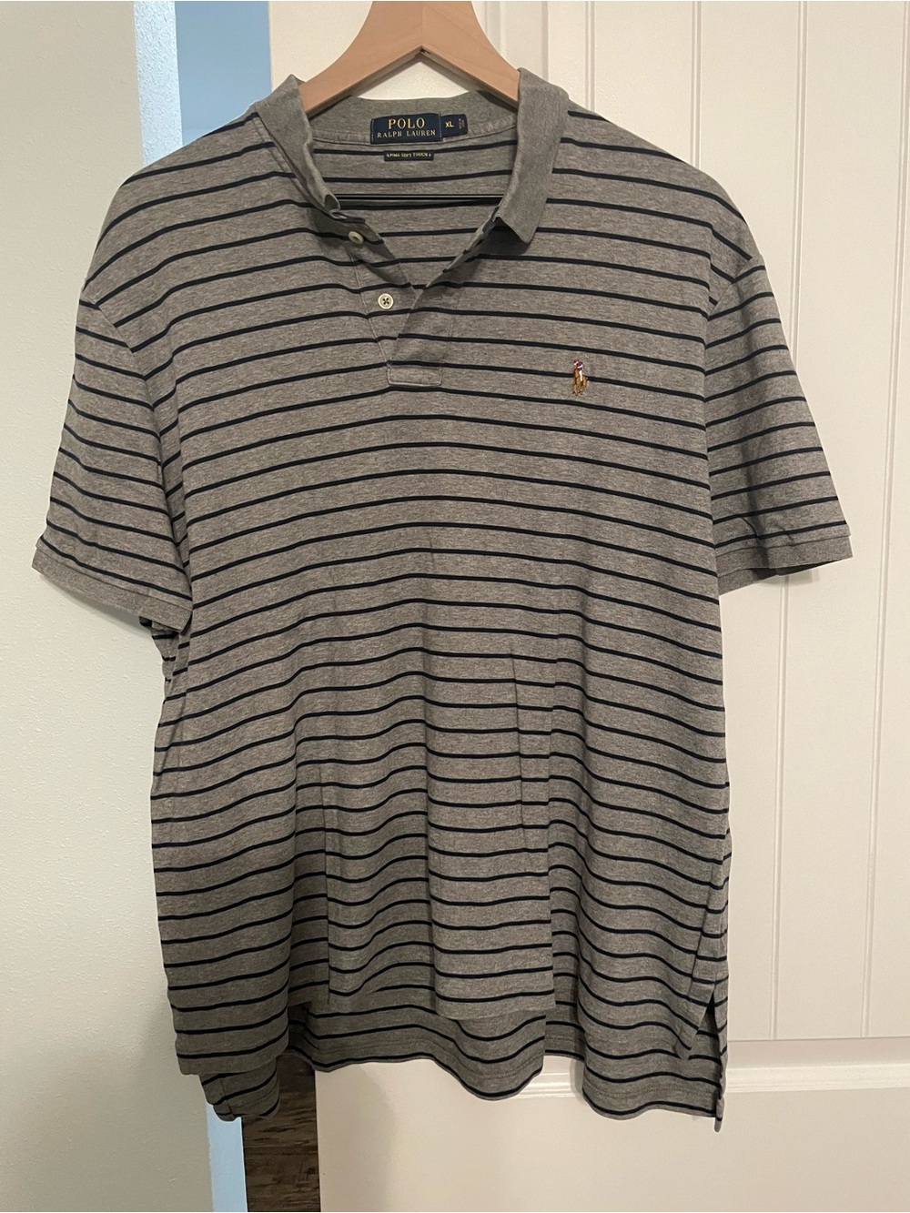 Polo by Ralph Lauren Grey Polo with Navy Stripe